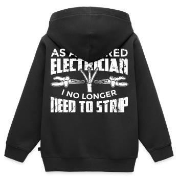 Électricien à la retraite - Sweat Premium à capuche zippé enfant bio - noir - Dos - AI Model Kid Male (0cm)