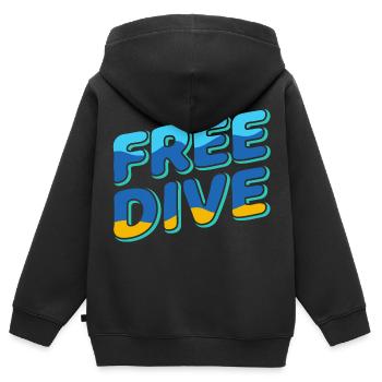 Freedive - One Breath Diving - Freediving World - Kinder Premium Organic Zip Hoodie - Schwarz - Hinten - AI Model Kid Male (0cm)