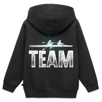 Rudern Ruderer Ruderboot Team - Kinder Premium Organic Zip Hoodie - Schwarz - Hinten - AI Model Kid Male (0cm)