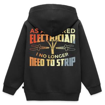 Électricien à la retraite - Sweat Premium à capuche zippé enfant bio - noir - Dos - AI Model Kid Male (0cm)
