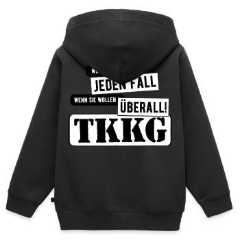 TKKG Titelmusik Logo - Kinder Premium Organic Zip Hoodie - Schwarz - Hinten - AI Model Kid Male (0cm)