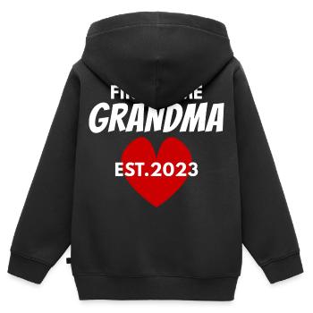 Oma zum ersten Mal - Oma 2023 - Kinder Premium Organic Zip Hoodie - Schwarz - Hinten - AI Model Kid Male (0cm)