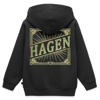 Hagen Deutschland Stadt Schrift Vintage Retro - Kinder Premium Organic Zip Hoodie - Schwarz - Hinten - AI Model Kid Male (0cm)