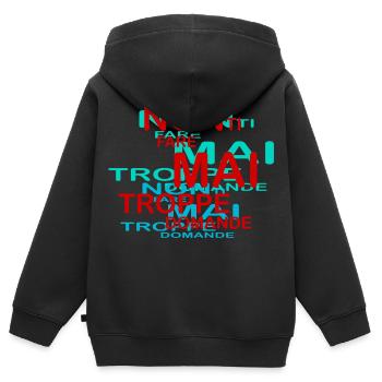 trop de questions - Sweat Premium à capuche zippé enfant bio - noir - Dos - AI Model Kid Male (0cm)