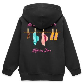 Meine Lieblings Zeit ist Ferien Zeit - Kinder Premium Organic Zip Hoodie - Schwarz - Hinten - AI Model Kid Male (0cm)