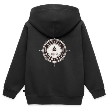 Bushcraft Bavière - Sweat Premium à capuche zippé enfant bio - noir - Dos - AI Model Kid Male (0cm)