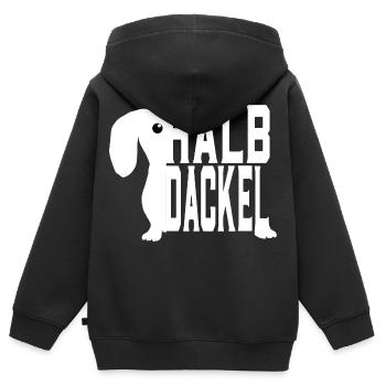 Halbdackel Schwäbisch Schwaben - Kinder Premium Organic Zip Hoodie - Schwarz - Hinten - AI Model Kid Male (0cm)