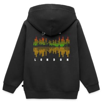 London Skyline Equalizer Musique Dj - Sweat Premium à capuche zippé enfant bio - noir - Dos - AI Model Kid Male (0cm)