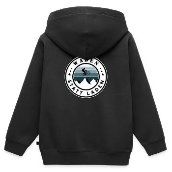 Waden statt laden - Kinder Premium Organic Zip Hoodie - Schwarz - Hinten - AI Model Kid Male (0cm)