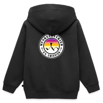 Entraînement musculaire - 0% d’émission - Sweat Premium à capuche zippé enfant bio - noir - Dos - AI Model Kid Male (0cm)