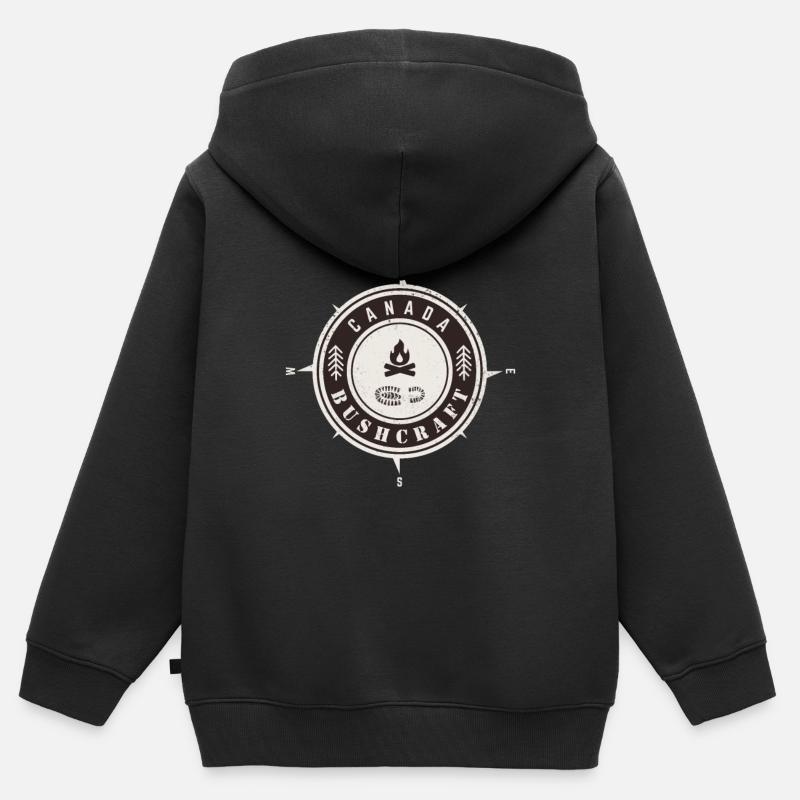 Bushcraft Canada - Sweat Premium à capuche zippé enfant bio - noir