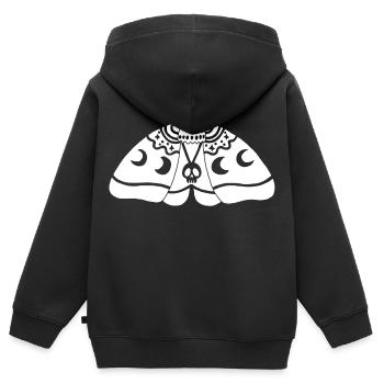 Weiße Motte - Kinder Premium Organic Zip Hoodie - Schwarz - Hinten - AI Model Kid Male (0cm)