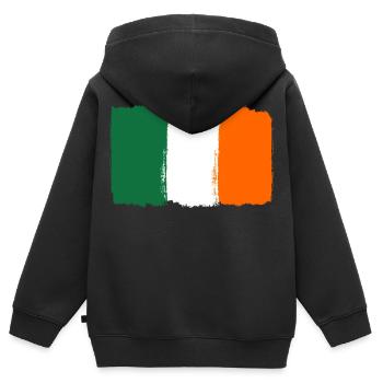 Irland Flagge used look - Kinder Premium Organic Zip Hoodie - Schwarz - Hinten - AI Model Kid Male (0cm)