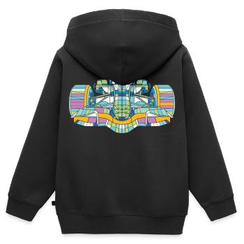 Rennauto Bunt - Kinder Premium Organic Zip Hoodie - Schwarz - Hinten - AI Model Kid Male (0cm)
