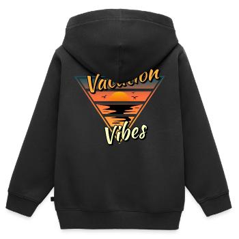 Retro Sommer Strand Sonne Urlaub - Kinder Premium Organic Zip Hoodie - Schwarz - Hinten - AI Model Kid Male (0cm)
