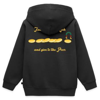 Nehmt es von den Reichen und gebt es den Armen - Kinder Premium Organic Zip Hoodie - Schwarz - Hinten - AI Model Kid Male (0cm)