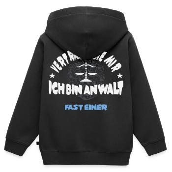 Fast ein Anwalt - Kinder Premium Organic Zip Hoodie - Schwarz - Hinten - AI Model Kid Male (0cm)