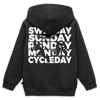 Triathlon en semaine - Sweat Premium à capuche zippé enfant bio - noir - Dos - AI Model Kid Male (0cm)