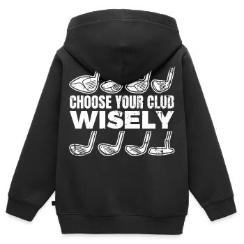 Wähle deinen Golfschläger - Kinder Premium Organic Zip Hoodie - Schwarz - Hinten - AI Model Kid Male (0cm)