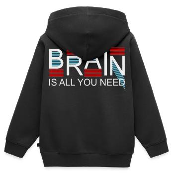 Le cerveau est tout ce dont vous avez besoin - Sweat Premium à capuche zippé enfant bio - noir - Dos - AI Model Kid Male (0cm)