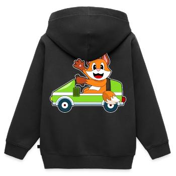 Fuchs Auto - Kinder Premium Organic Zip Hoodie - Schwarz - Hinten - AI Model Kid Male (0cm)