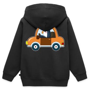 Pinguin Auto - Kinder Premium Organic Zip Hoodie - Schwarz - Hinten - AI Model Kid Male (0cm)
