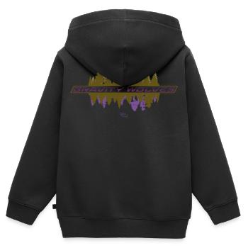 Gravity Wolves Woods reflété - Sweat Premium à capuche zippé enfant bio - noir - Dos - AI Model Kid Male (0cm)