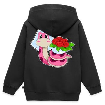 Schlange Braut Blumen Hochzeit - Kinder Premium Organic Zip Hoodie - Schwarz - Hinten - AI Model Kid Male (0cm)