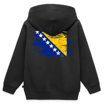 Bosnien Flagge used - Kinder Premium Organic Zip Hoodie - Schwarz - Hinten - AI Model Kid Male (0cm)