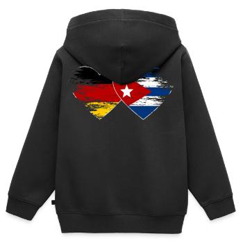 Deutschland Kuba Flagge used Herz - Kinder Premium Organic Zip Hoodie - Schwarz - Hinten - AI Model Kid Male (0cm)