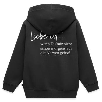 Liebe ist entspanntes Morgenmotto - Kinder Premium Organic Zip Hoodie - Schwarz - Hinten - AI Model Kid Male (0cm)