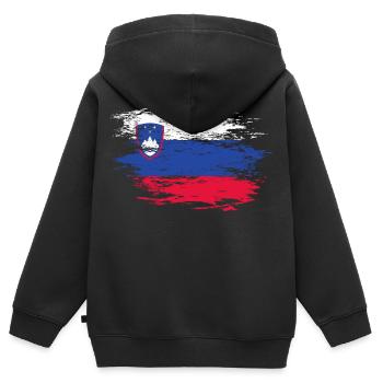 Slowenien Flagge used - Kinder Premium Organic Zip Hoodie - Schwarz - Hinten - AI Model Kid Male (0cm)