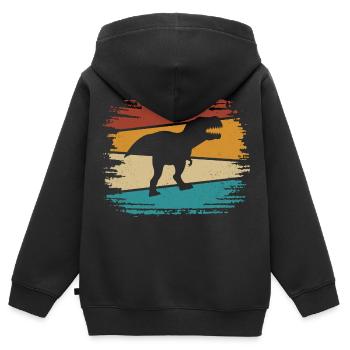 T-Rex - Kinder Premium Organic Zip Hoodie - Schwarz - Hinten - AI Model Kid Male (0cm)