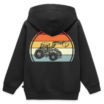 Traktor - Kinder Premium Organic Zip Hoodie - Schwarz - Hinten - AI Model Kid Male (0cm)
