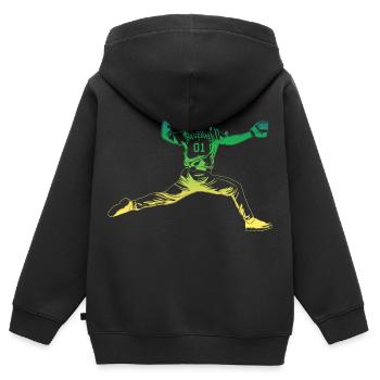 Lanceur de baseball - Sweat Premium à capuche zippé enfant bio - noir - Dos - AI Model Kid Male (0cm)