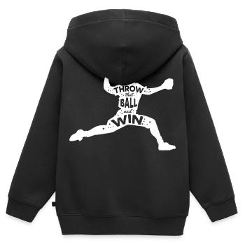 Baseball Slogan - Sweat Premium à capuche zippé enfant bio - noir - Dos - AI Model Kid Male (0cm)