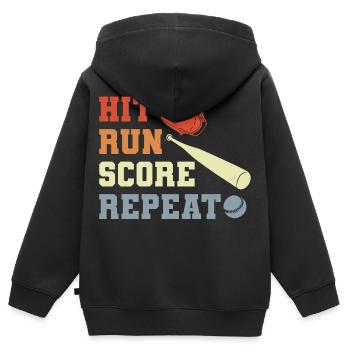 Baseball Slogan - Sweat Premium à capuche zippé enfant bio - noir - Dos - AI Model Kid Male (0cm)