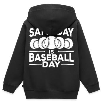 Citation sur le baseball - Sweat Premium à capuche zippé enfant bio - noir - Dos - AI Model Kid Male (0cm)