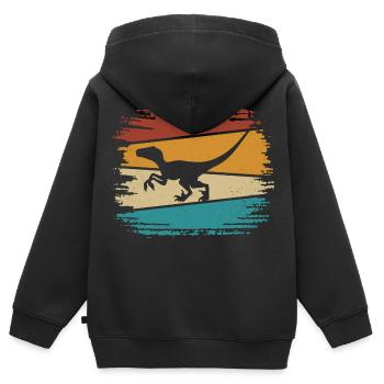 Velociraptor Dino Dinosaurier - Kinder Premium Organic Zip Hoodie - Schwarz - Hinten - AI Model Kid Male (0cm)