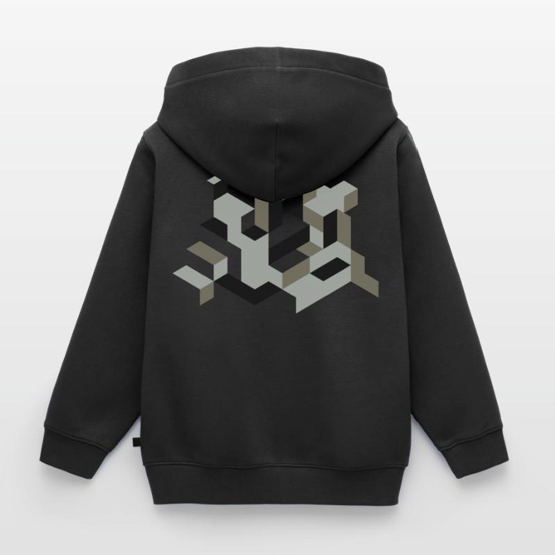 Perspective Construction Cube Dyeing Yourself Labyrinth 3D Kids Premium Organic Zip-up Hoodie