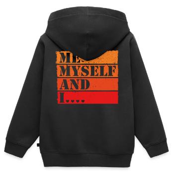 Moi moi-même et moi Retro Quote Statement - Sweat Premium à capuche zippé enfant bio - noir - Dos - AI Model Kid Male (0cm)
