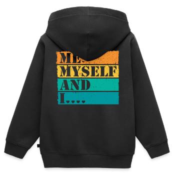 Moi moi-même et moi Retro Quote Statement - Sweat Premium à capuche zippé enfant bio - noir - Dos - AI Model Kid Male (0cm)