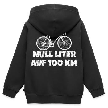 Null Liter auf 100 KM mit Rennrad (Vintage Weiß) - Kinder Premium Organic Zip Hoodie - Schwarz - Hinten - AI Model Kid Male (0cm)