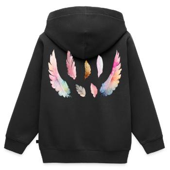 Coloured watercolour plumage - Kids Premium Organic Zip-up Hoodie - black - Back - AI Model Kid Male (0cm)