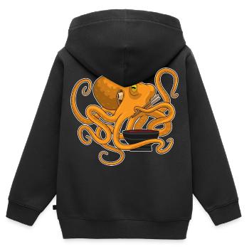 Cuisinière de la pieuvre Cuisinière Ramen - Sweat Premium à capuche zippé enfant bio - noir - Dos - AI Model Kid Male (0cm)