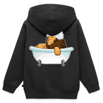 Baignoire Lion - Sweat Premium à capuche zippé enfant bio - noir - Dos - AI Model Kid Male (0cm)