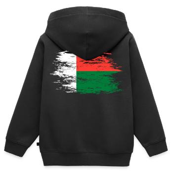 Madagaskar Flagge used - Kinder Premium Organic Zip Hoodie - Schwarz - Hinten - AI Model Kid Male (0cm)