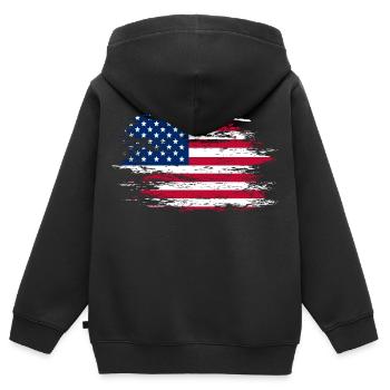 USA Flagge used - Kinder Premium Organic Zip Hoodie - Schwarz - Hinten - AI Model Kid Male (0cm)