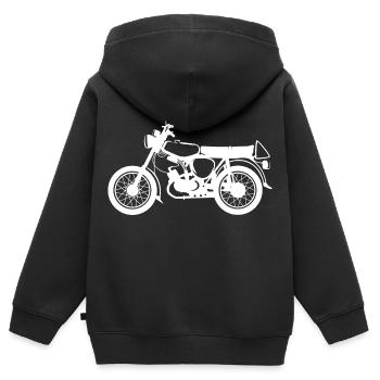 simme s50 Motorrad Moped Klassiker DDR Osten icon - Kinder Premium Organic Zip Hoodie - Schwarz - Hinten - AI Model Kid Male (0cm)