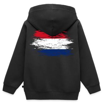 Holland Flagge used - Kinder Premium Organic Zip Hoodie - Schwarz - Hinten - AI Model Kid Male (0cm)